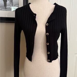 Wild Fable Black Cropped Cardigan Sweater